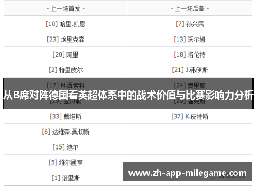 从B席对阵德国看英超体系中的战术价值与比赛影响力分析